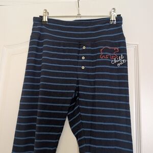 Aerie Blue Striped Lounge Pants With Chill Out Bear Size Medium